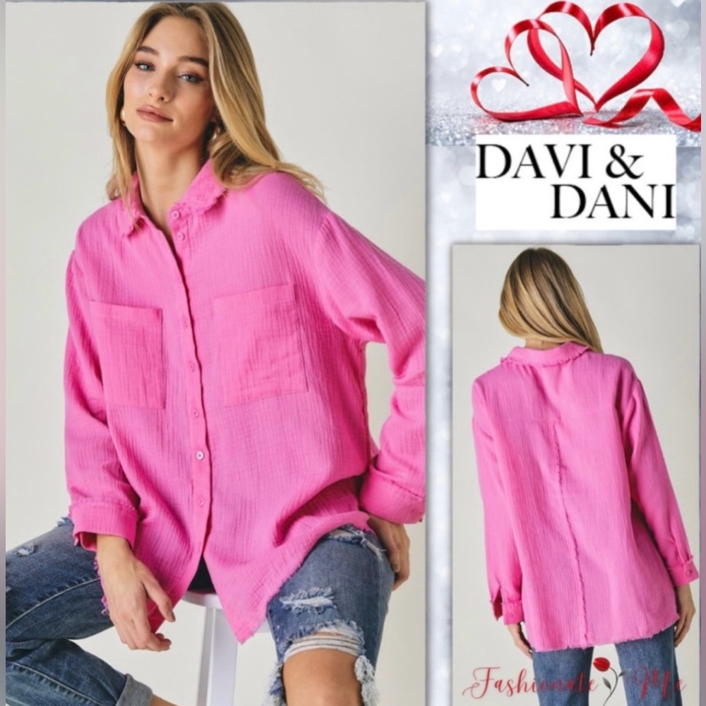 Davi & Dani Long Sleeve Button Down Top